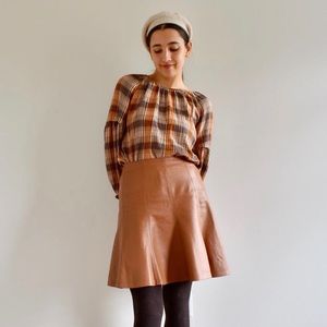 White House Black Market A Line Leather Skirt Sz 2